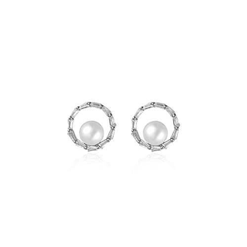 Personalisierte Ohrringe Damen Luxus Elegante Ohrringe Runde Perle Eingelegte Zirkonia Ohrstecker Damen Sterling Silber Schmuck High-End-Ohrringe von AMAXRcsy