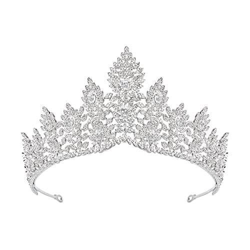 Versilberte Messing-Hochzeits-Tiaras und Kronen für Frauen, luxuriöse Braut-Tiara mit kubischem Zirkonia für Hochzeitsband, Geschenk-Krone von AMAXRcsy