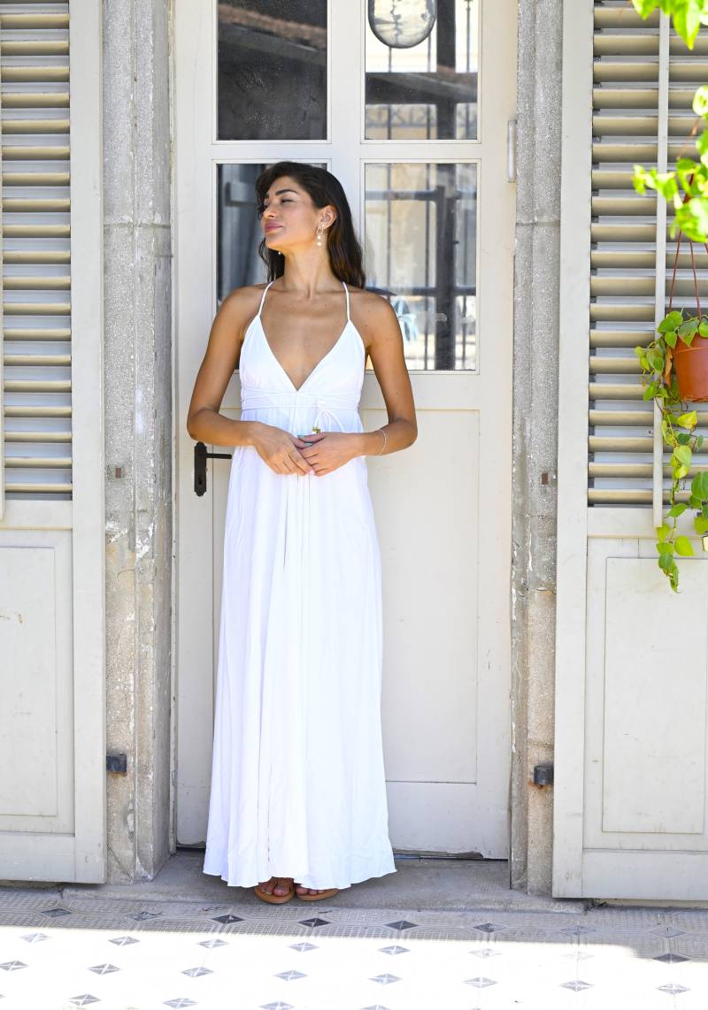 Boho Brautkleid | Verlobungskleid |Open Back Maxi Kleid Für Frau /Boho Kleider/Brautjungfer Kleid/Weißes Abendkleid |Save The Date von AMAYAbyML