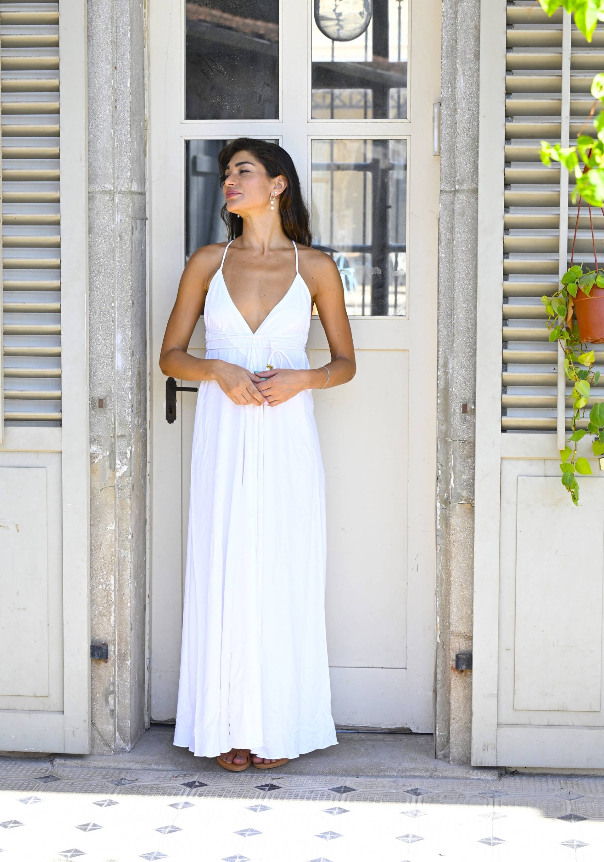 Boho Brautkleid | Verlobungskleid |Open Back Maxi Kleid Für Frau /Boho Kleider/Brautjungfer Kleid/Weißes Abendkleid |Save The Date von AMAYAbyML