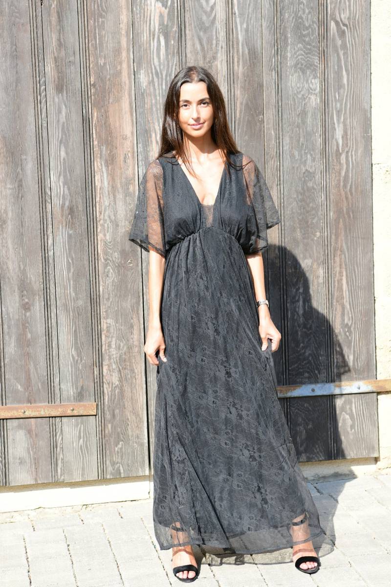 Maxikleid Aus Spitze Für Frauen, Blumenspitzekleid, Kimono, Elegantes Kleid, Boho Abendkleid, Ärmelkleid, Kleid Mit Offenem Rücken, Kaftan von AMAYAbyML