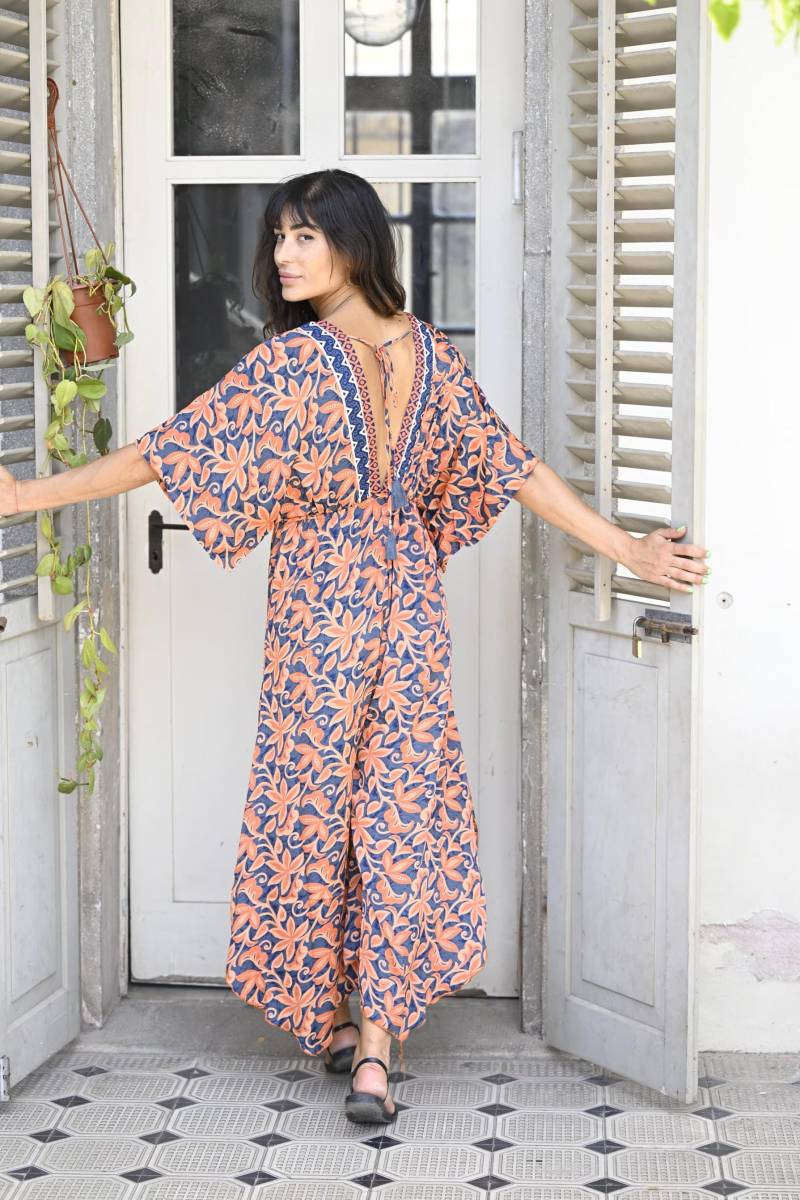 Weites Bein Overall Für Frauen | Boho-Overall Mit Kurzen Ärmeln Tiefer V-Ausschnitt Und Offenem Rücken Einteiliger Langer Sommer-strampler Hippie von AMAYAbyML