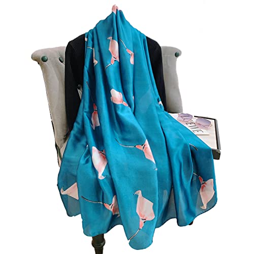 Seidenschals Damen, Große Seidentücher für Frauen Stilvoll Seidentuch Haare, Stola Seidentuch Halstuch Pashmina Langer Schal, Leicht Seidentuch Silk Schal Halstuch Tuch Geschenk Frauen-180*60cm von AMAYJUELONG