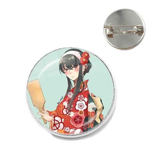 Anime Spy X Family Pin Cospaly Loid Anya Yor Cabochon Kristall Metall Pins Kostümzubehör Stoff Kleid Damen Infinity Silber Glas von AMAZETEC