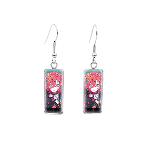 Bungo Stray Dogs Anime Akutagawa Dazai Osamu Nakahara Chuya Ryunosuke Cosplay Stil Rechteck Fischhaken Ohrringe Niedliche Ohrringe, 25, Glas, Künstlicher Peridot von AMAZETEC