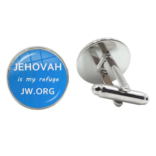 JW.ORG Steampunk-Manschettenknöpfe Jehovas Zeugen mit Glaskuppel Handgefertigter Schmuck Geschenk rund 25 Glas Glas Nickel Silber Peridot hergestellt von AMAZETEC