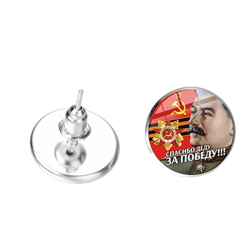 Retro Stern Sichel Hammer Bronze Farbe Ohrring CCCP Russland Sowjetunion UdSSR Symbol Glas Cabochon Ohrringe Schmuck, 25, Glas, Erstellt Peridot von AMAZETEC