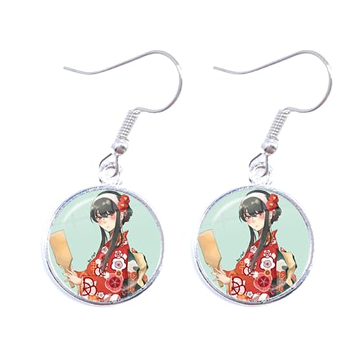 SPY×FAMILY Yor Silber Ohrstecker Anime Cosplay Kristall Edelstein 25 Glas Peridot kreiert von AMAZETEC