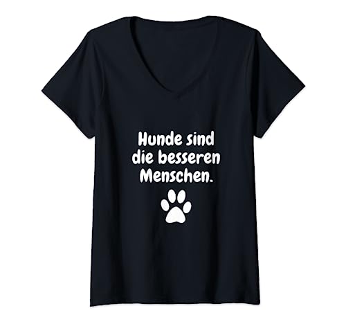 Damen "Hunde sind die besseren Menschen" lustiges Hunde T-Shirt mit V-Ausschnitt von AMB Designs
