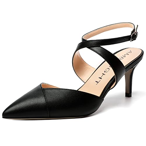 AMBELIGHT Damen-Pumps mit Schnalle, Knöchelriemen, spitzer Zehenbereich, mattes Kleid, Büro, Stiletto, mittelhoher Absatz, 6,3 cm, Schwarz, 41 EU AMBELIGHT Damen-Pumps mit Schnalle, Knöchelriemen, spitzer Zehenbereich, mattes Kleid, Büro, Stiletto, mittelhoher Absatz, 6,3 cm, Schwarz, 41 EU von AMBELIGHT