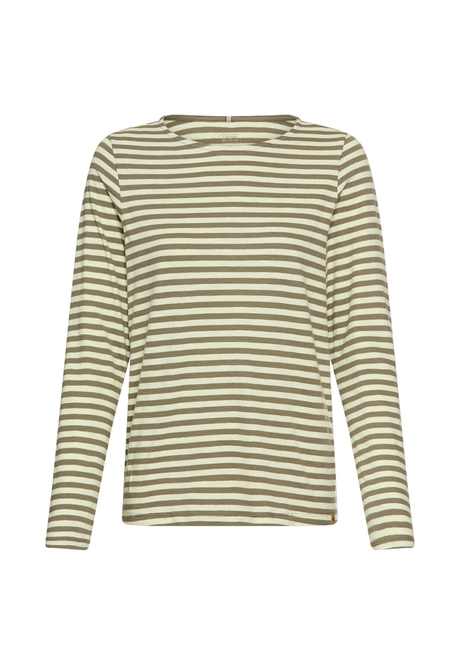 camel active - Langarmshirt aus reiner Baumwolle shadow khaki stripes - Gr. - XXL von camel active