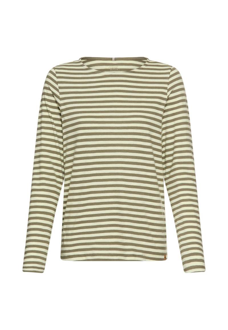camel active - Langarmshirt aus reiner Baumwolle shadow khaki stripes - Gr. - XXL von camel active