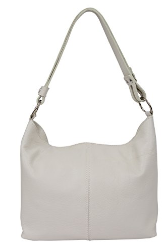 AMBRA Moda Damen Leder Handtasche Schultertasche Umhängetasche Hobo bag GL005 (Beige) von AMBRA Moda
