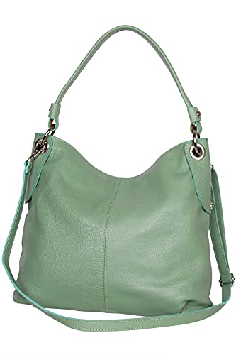 AMBRA Moda Damen echt Ledertasche Handtasche Schultertasche Beutel Shopper Umhängtasche GL012 (Apfelgrün) von AMBRA Moda