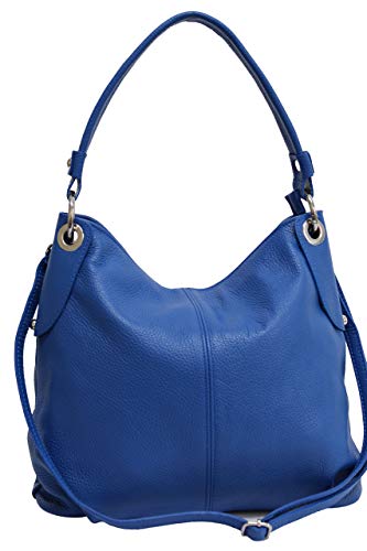 AMBRA Moda Damen echt Ledertasche Handtasche Schultertasche Beutel Shopper Umhängtasche GL012 (Blau) von AMBRA Moda