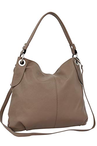 AMBRA Moda Damen echt Ledertasche Handtasche Schultertasche Beutel Shopper Umhängtasche GL012 (Sand) von AMBRA Moda