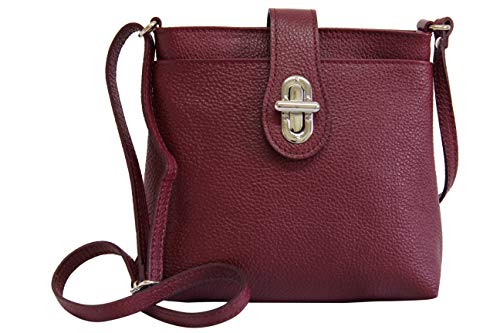 AMBRA Moda Damen echt Ledertasche Handtasche Schultertasche Umhängtasche Citybag Girl Crossover GL007 (Bordeaux) von AMBRA Moda