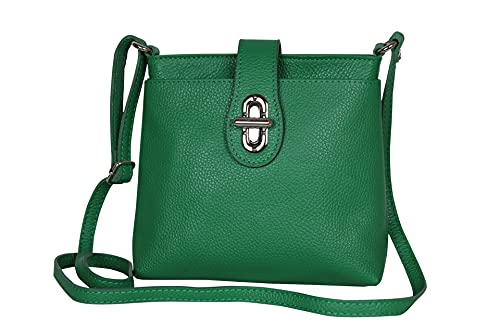 AMBRA Moda Damen echt Ledertasche Handtasche Schultertasche Umhängtasche Citybag Girl Crossover GL007 (Grün) von AMBRA Moda