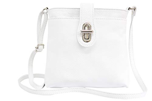 AMBRA Moda Damen echt Ledertasche Handtasche Schultertasche Umhängtasche Citybag Girl Crossover GL007 (Weiß) von AMBRA Moda