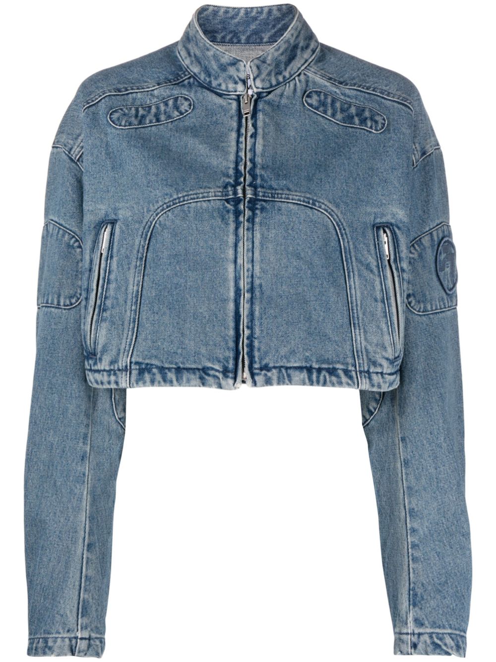 AMBUSH Cropped-Bikerjacke im Jeans-Look - Blau von AMBUSH