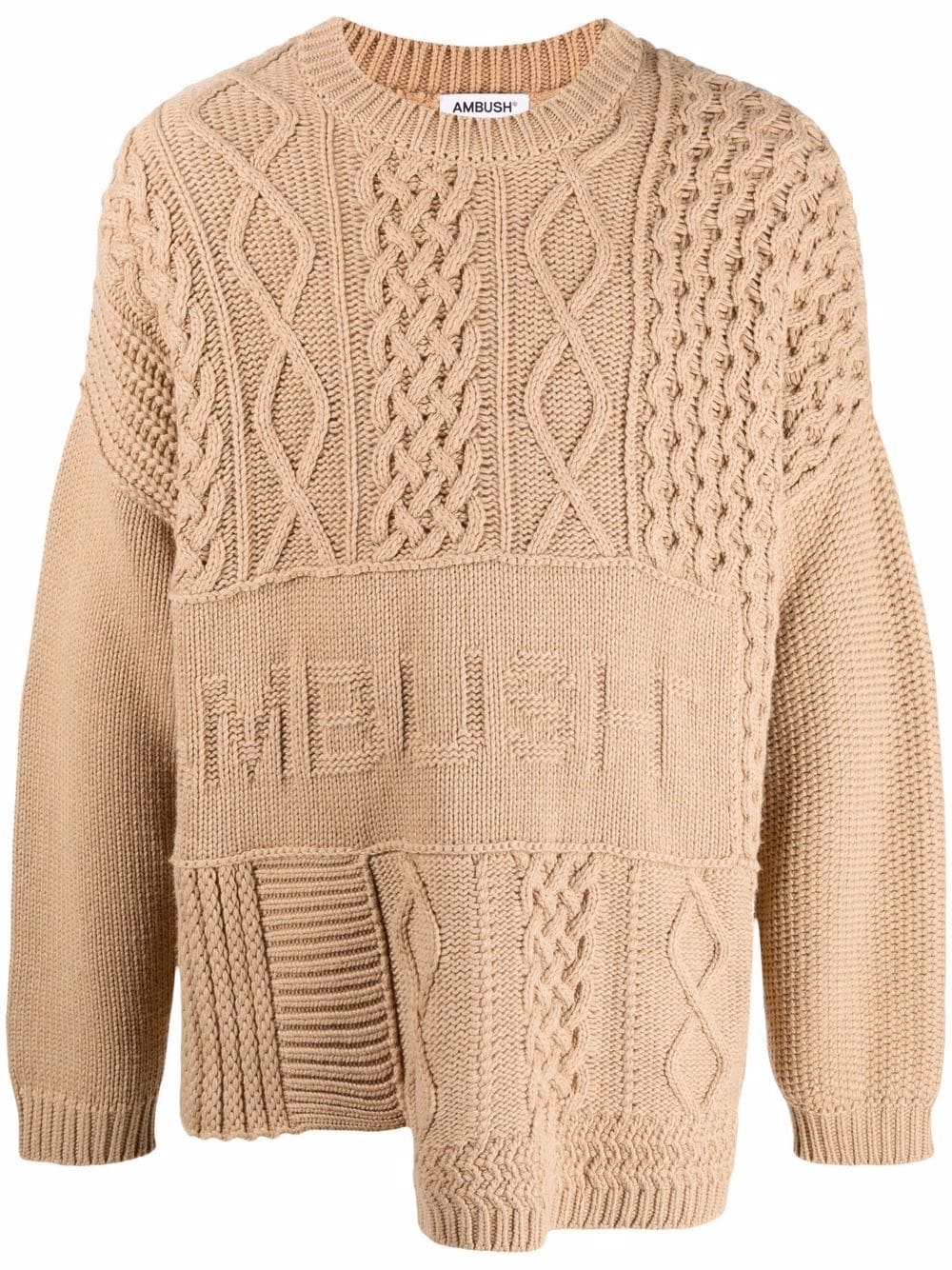 AMBUSH Patchwork-Pullover mit Zopfmuster - Nude von AMBUSH