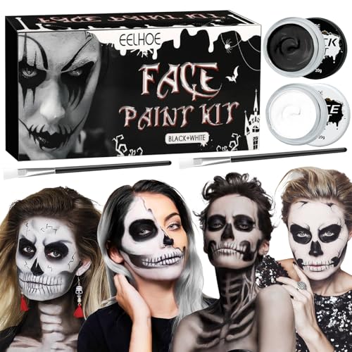 AMCHLEL Halloween Schminke Schwarz Weiß, Kinderschminke Make up Set, Bodypainting Farben , für Halloween Themenparty Zombie Vampir Wunden Narben Schminke Maskerade AMCHLEL Halloween Schminke Schwarz Weiß, Kinderschminke Make up Set, Bodypainting Farben , für Halloween Themenparty Zombie Vampir Wunden Narben Schminke Maskerade von AMCHLEL