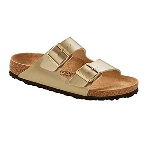 AMCOIN Damen Pantoletten - Schuhe Mit Verstellbaren Riemen - Outdoor & Hausschuhe Mit Sohle Aus Feinstem Gummi - Sandalen Mit Natur Kork-Fußbett (Gold,39 EU) von AMCOIN