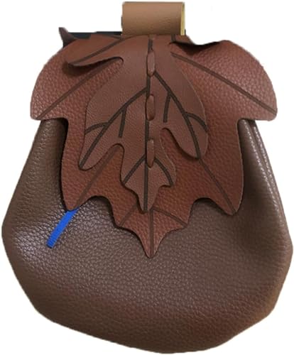 Mittelalterliche Leder-Geldbörse Mit Kordelzug,Gürtel,kleine Tasche,Hüfte,Nierenseite,Cosplay-Tasche,Renaissance,Festival,Juwelen-Geldbörse (braun,Einheitsgröße) von AMCOIN