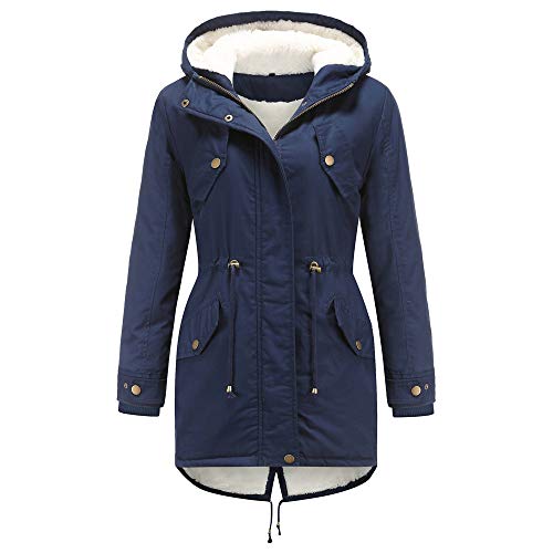 AMCYT Damen Winterjacke Damen Winter Jacke Stepp Parka Mantel Kunstfell warm (Marineblau,XL) von AMCYT