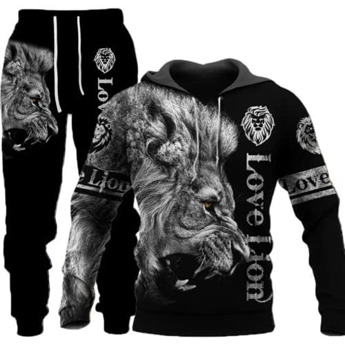 Herren Lion Tiger Colour Jogging Anzug Trainingsanzug Sportanzug Fitness Sporthose Hose Hoodie (Herren3,6XL) von AMCYT