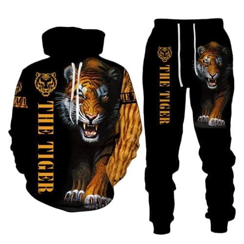 Herren Lion Tiger Colour Jogging Anzug Trainingsanzug Sportanzug Fitness Sporthose Hose Hoodie (Herren5,5XL) von AMCYT