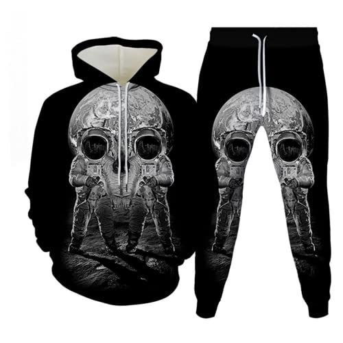 Totenkopf Hoodie und Hose Herren Sport Kapuzenanzug Horror Totenkopf Anzug (Totenkopf 5,5XL) von AMCYT