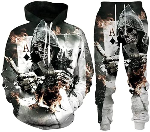 Unisex Trainingsanzug Set 3D Sportswear Anzug Hoodie Hosenanzug Mode (Herren2,M) von AMCYT