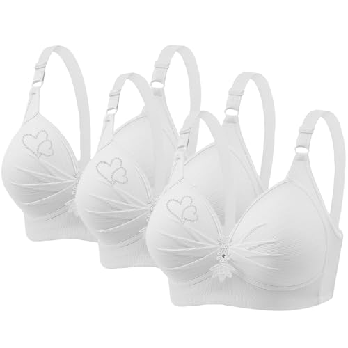 AMDOLE 3er-Pack Sport-BHS für Damen 2024 Bequemer V-Ausschnitt Ohne Bügel-BH Verstellbarer Träger Atmungsaktive Soft-BHS Damen Set Kleidung (White, XXXXL) von AMDOLE