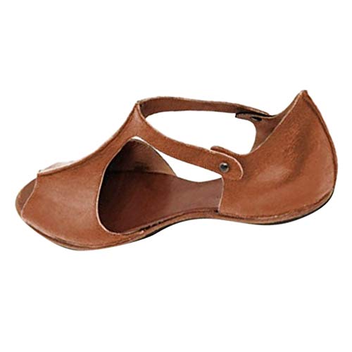 AMDOLE Barfußschuhe Damen Sale Cushion Walk Sandals Fish Beach Roman Knöchel Sandalen Mund offene Zehen Frauen Schuhe Mode Boden Frauen Damen Schuhe Winter Stiefeletten Elegante (Brown, 42) von AMDOLE