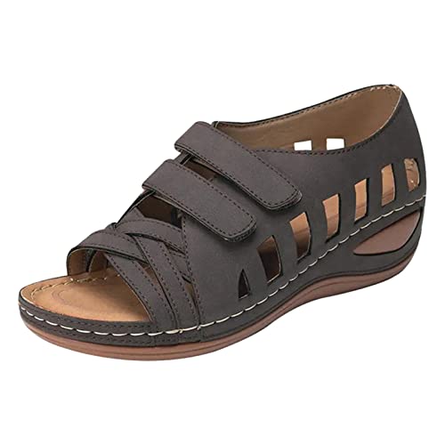 AMDOLE Barfußschuhe Damen Sale Womens Sandals Size 6 Sandalen für Frauen Sommer-Flops Keile Spiegelschnalle Schuhe für Sandalen für Frauen Damen Schuhe Schwarz Elegant (Coffee, 42) von AMDOLE