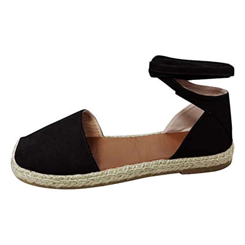 AMDOLE Closed Toe Sandals For Women Flache Sandalen für Lässig Fransen Sommer Plateau Geschlossene Sandalen mit Schnalle Elegante Pumps Low Top Atmungsaktive Freizeitschuhe Schuhe Sommer (Black, 36) von AMDOLE