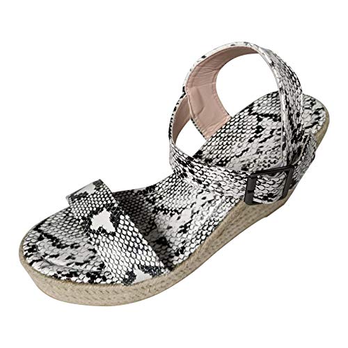 AMDOLE Damen Sandalen Sale Toe Post Sandals Women Sandalen Schnalle Steg Frauen-Absatz große offene Zehen Gürtel Sommer Webkeil Frauen-Sandalen Damen Schuhe Winter Stiefeletten Elegante (White, 42) von AMDOLE