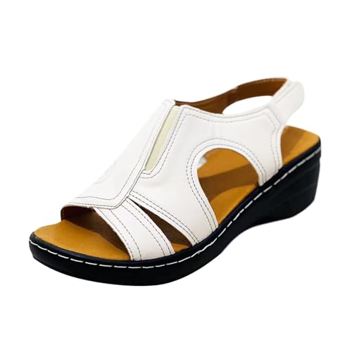 AMDOLE Damen Schuhe Sale Closed Toe Sandals For Women Sandalen für Damen, lässige römische Schuhe, Fischmaul-Keilsandalen Schuhe Damen Wasserfest (White, 38) von AMDOLE
