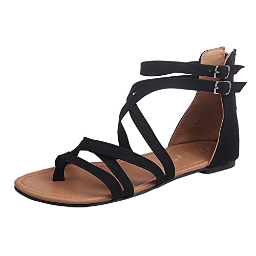 AMDOLE Damen Sommer Sandalen Sale Closed Toe Sandals For Women Pinch Sandalen Schuhe Sandalen Modeflache für Frauen phänomenale Damenzucht Frauen-Sandalen Schuhe Damen Winterschuhe (Black, 41) von AMDOLE