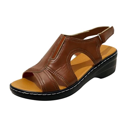 AMDOLE Damenschuhe Sale Closed Toe Sandals For Women Sandalen für Damen, lässige römische Schuhe, Fischmaul-Keilsandalen Schuhe Damen Wasserfest (Brown, 38) von AMDOLE