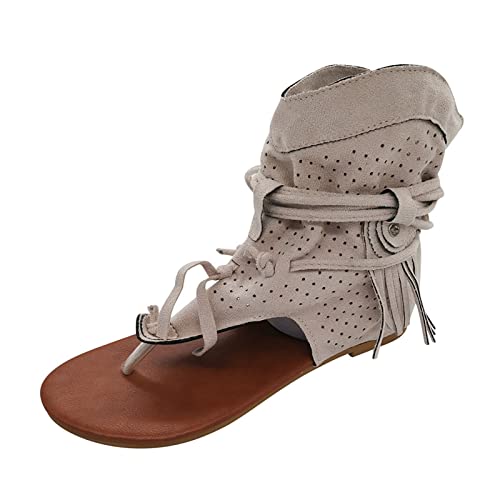 AMDOLE Damenschuhe Sale Platform Sandals For Women Sandalen retro Frauen Quasse-Stiefel Roman Beach Schuhe Frauen Sandalen Damenschuhe 37 (Beige, 38) von AMDOLE