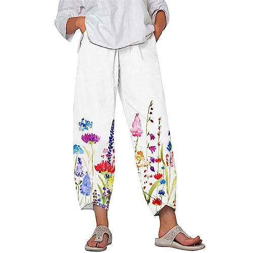 AMDOLE Deals of The Day Lightning Deals Haremshose Damen Gr 48 Freizeithosen Fuer Maenner Bequemhose Leinenhose Weiss Damen Tennishose Damen Lang Kurze Hosen Herren XXL Spring Pants for Women 2024 von AMDOLE