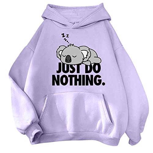 AMDOLE Klamotten Frauen-niedlicher Mode-Sweatshirt-Sweatshirt-Hoodie für jugendlich Mädchen-Hoodies Schwarzer Kapuzenpullover Damen (Purple, S) von AMDOLE