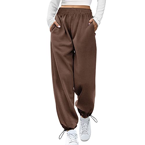 AMDOLE Kurze Hose Damen Große Größen Mode weites Bein für Frauen Mode Baggy Jogginghose hoch taillierte Joggerhose Sporthose mit Taschen Kordelzug Trainingshose Armee Hose Damen von AMDOLE