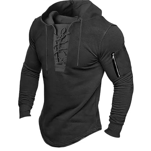 AMDOLE Pullover Herren Elegant Sweatshirt ohne Kapuze Große Größe Langarmshirts Pulli Gestreift Blusen Tuniken Locker Winterpullover Sport Streetwear Teenager Cause Mädchen Kleidung (Black, XXL) von AMDOLE