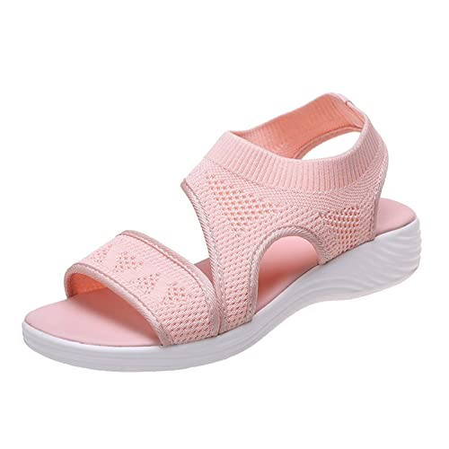AMDOLE Sale Damen Schuhe Ladies Sandals Size 5 Uk, einfarbig, atmungsaktiv, Mesh, Fischmaul, flache Sandalen Naturläufer Damenschuhe (Pink, 42) von AMDOLE