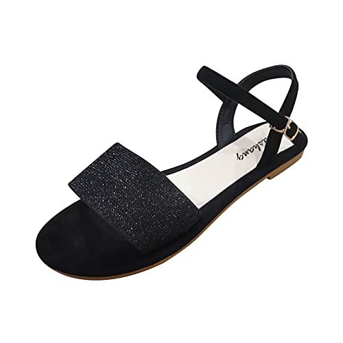 AMDOLE Sale Damen Schuhe Toe Post Sandals Women Flache Schnalle Freizeitfarbe große Mode Sommergröße Sandalen Frauen Sandalen Damenschuhe 43 Neu (Black, 40) von AMDOLE