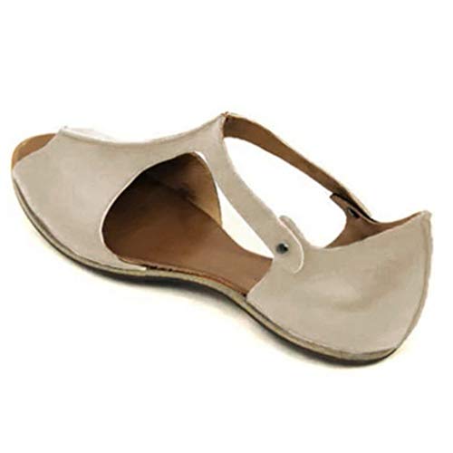 AMDOLE Sandalen Sale Cushion Walk Sandals Fish Beach Roman Knöchel Sandalen Mund offene Zehen Frauen Schuhe Mode Boden Frauen Damen Schuhe Winter Stiefeletten Elegante (Beige, 39) von AMDOLE