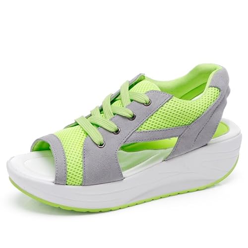 AMDOLE Sandalen Sale Damen Ladies Sandals Plateauschuhe für Damen, modisch, lässig, atmungsaktiv, leicht, Plateausandalen, Sportsandalen, Laufschuhe Schuhe Weite M Damen (Green, 40) von AMDOLE